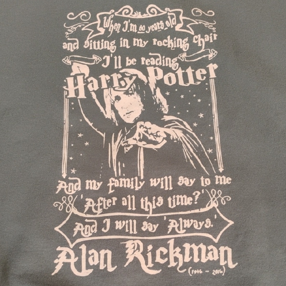 Alan Rickman Severus Snape Harry Potter Hoody Sage Green 3XL Unworn
